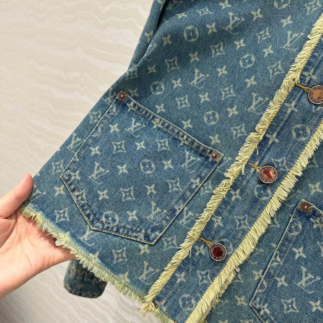 LV Hair Edge Craftsmanship Denim Jacket Blue Cotton