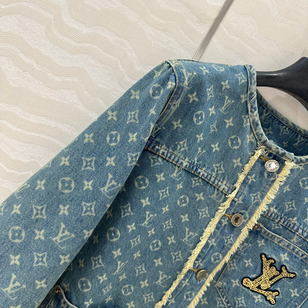LV Hair Edge Craftsmanship Denim Jacket Blue Cotton