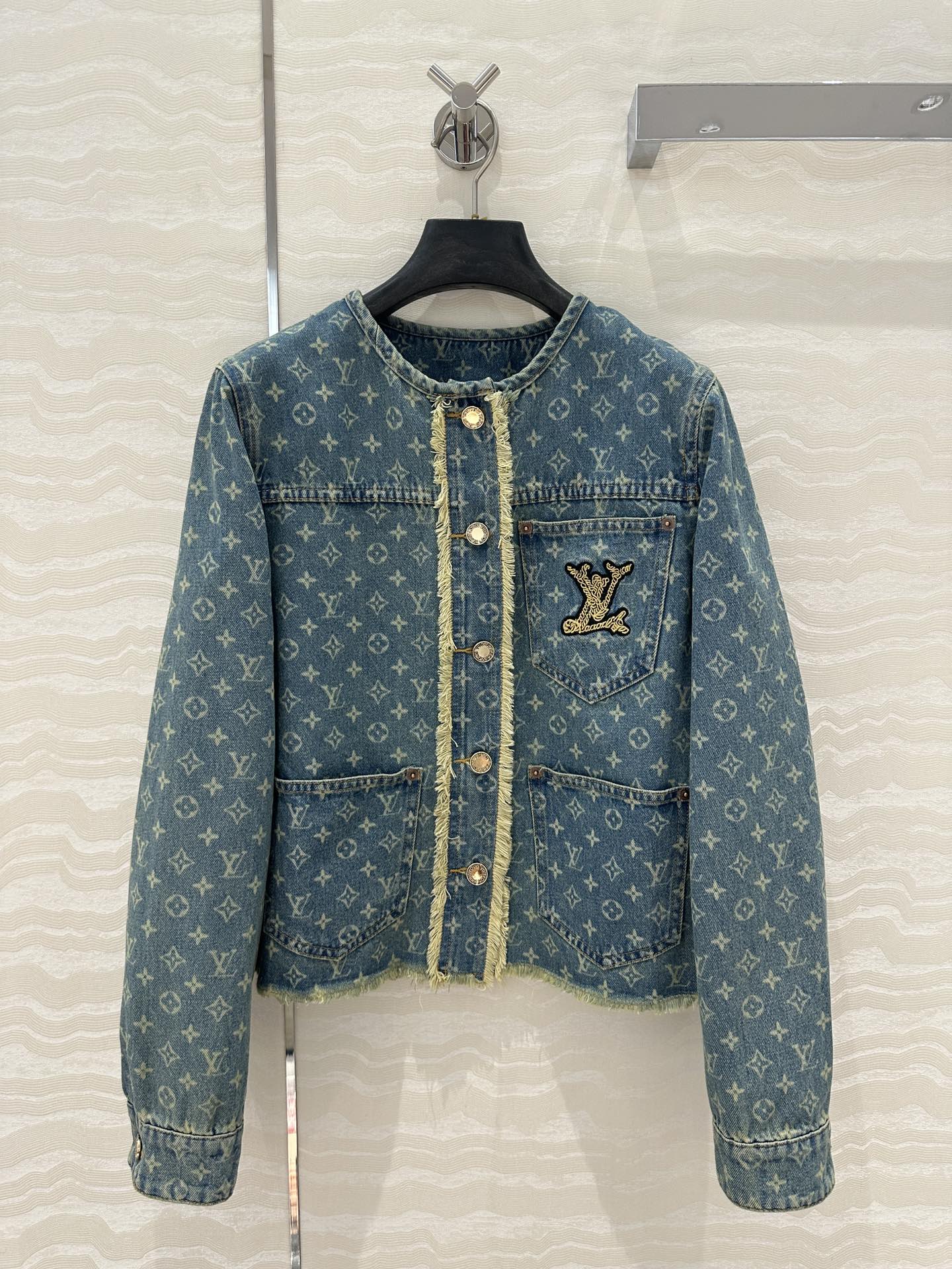 LV Hair Edge Craftsmanship Denim Jacket Blue Cotton