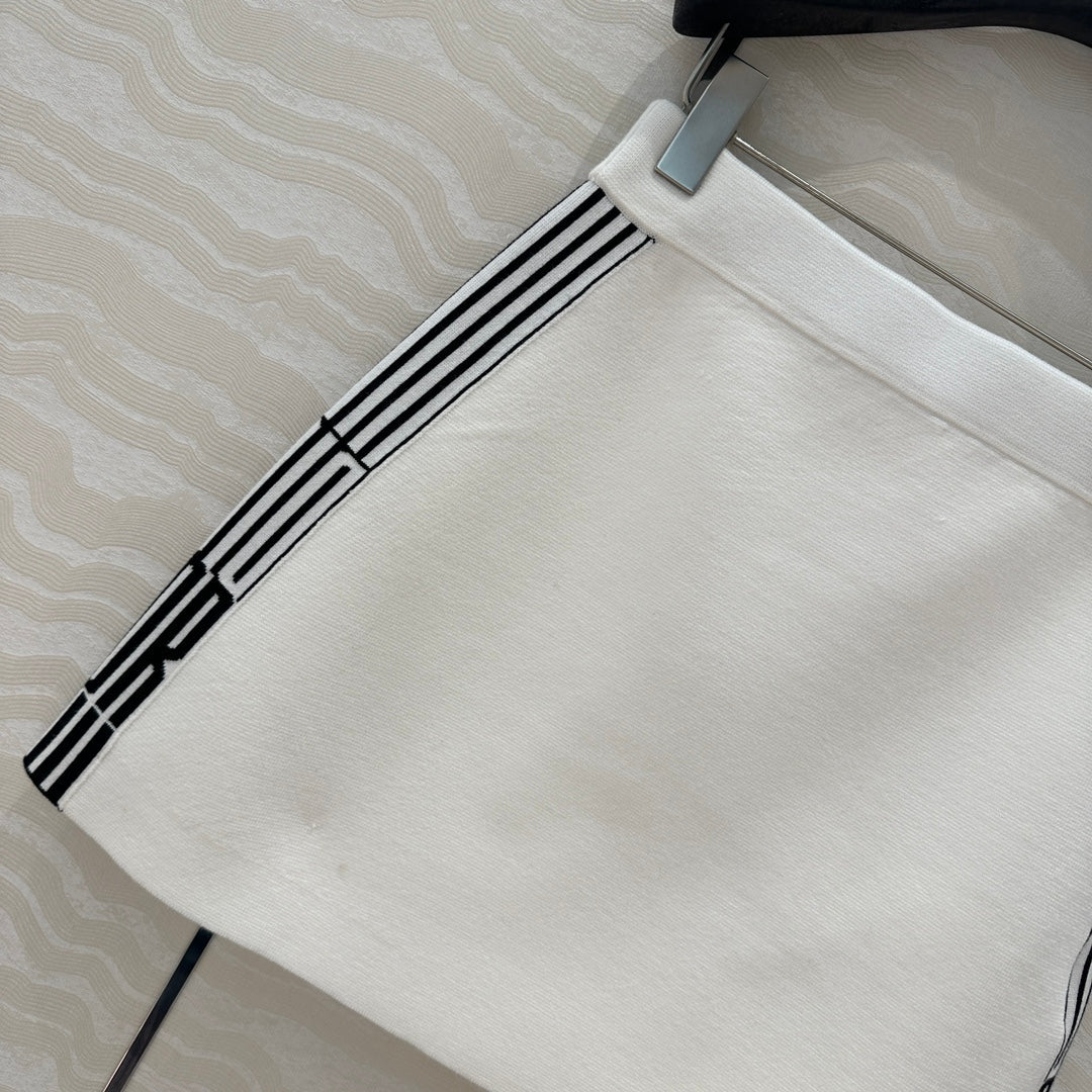 CD Short Skirt White Viscose Polyamide