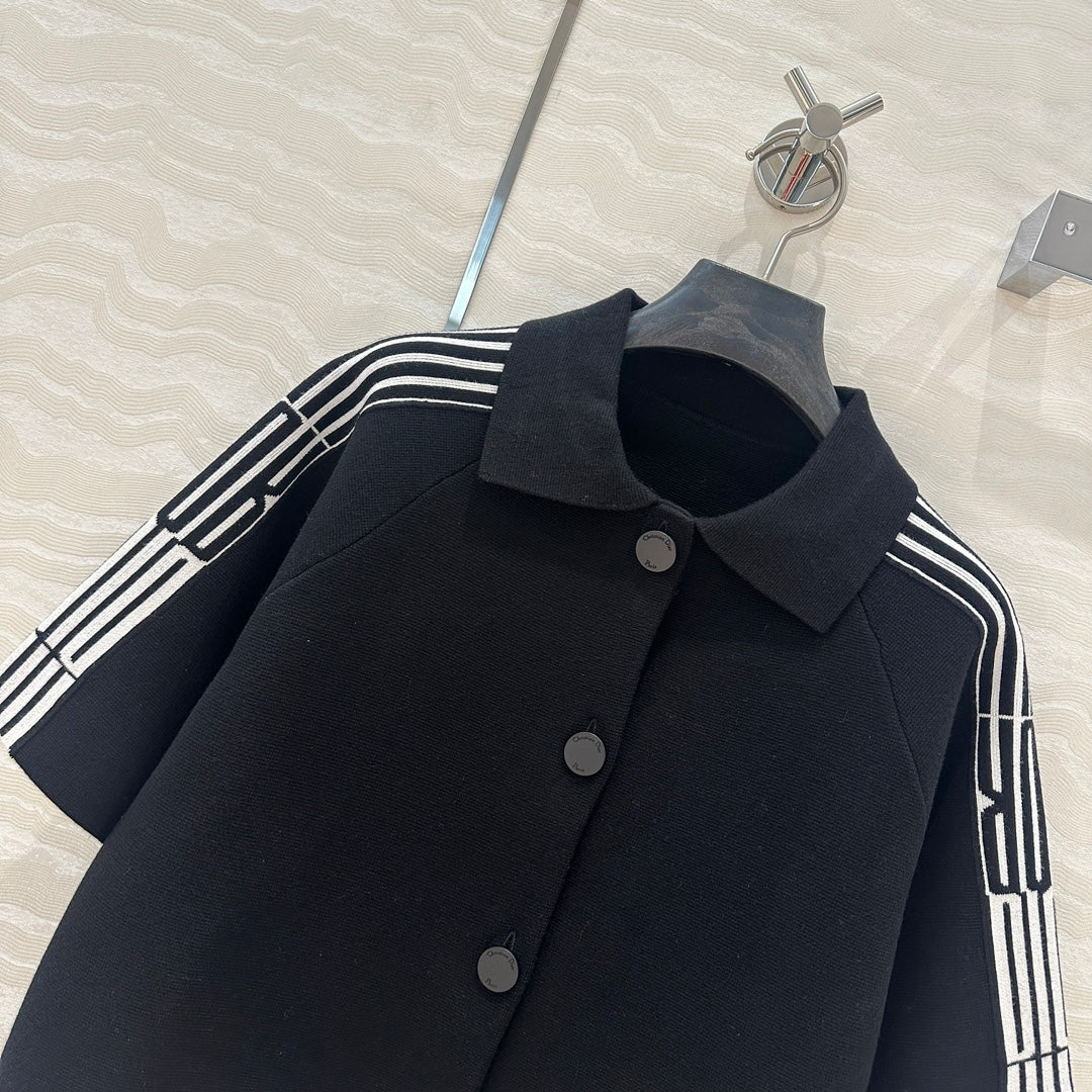 CD Short-Sleeved Cardigan Jacket Black Viscose Polyamide