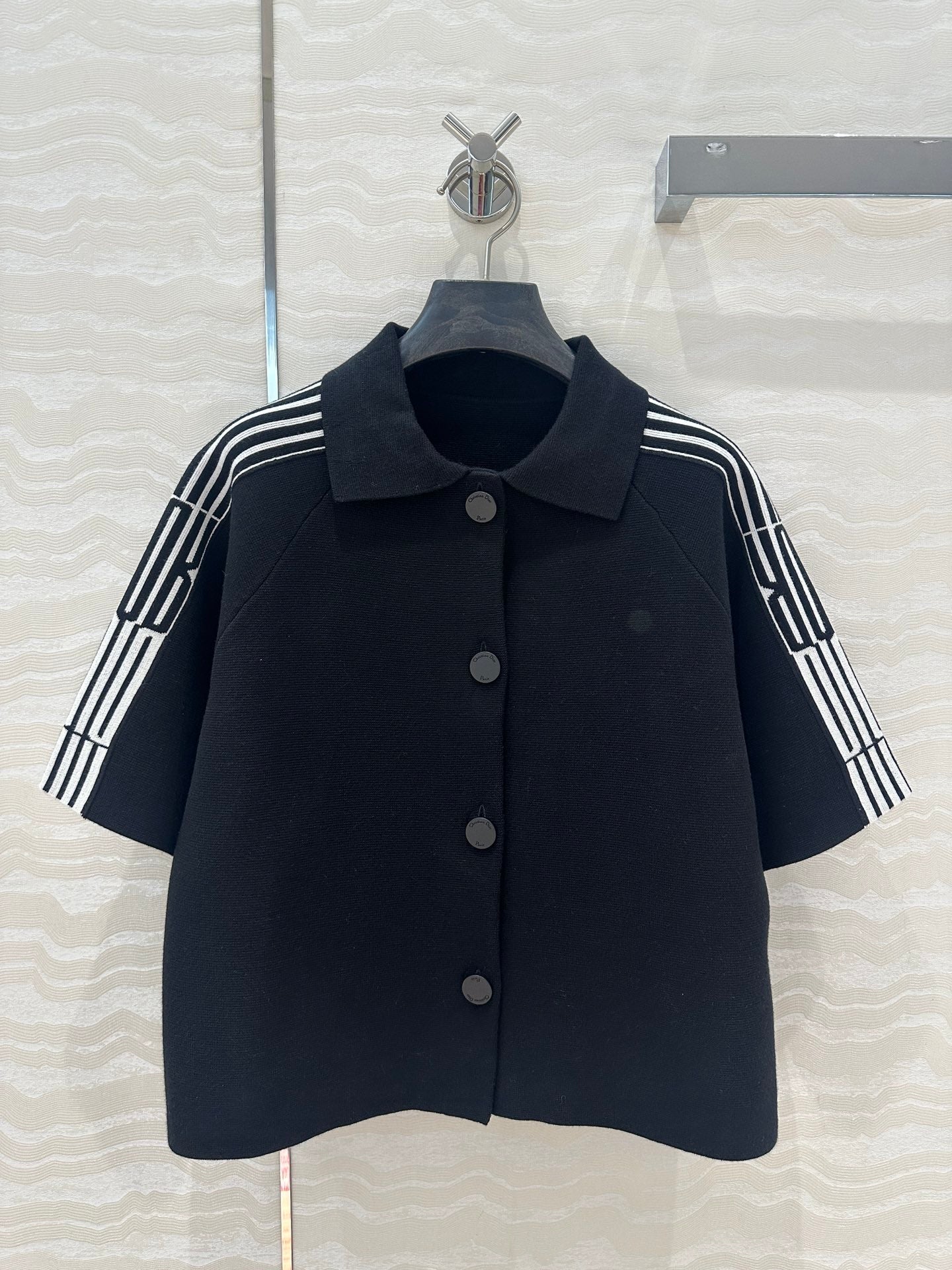 CD Short-Sleeved Cardigan Jacket Black Viscose Polyamide