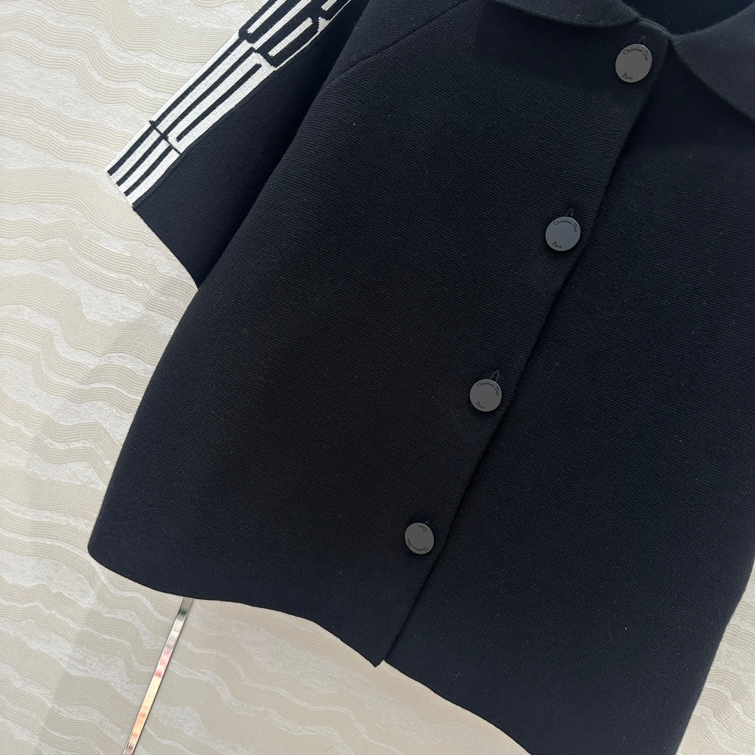 CD Short-Sleeved Cardigan Jacket Black Viscose Polyamide