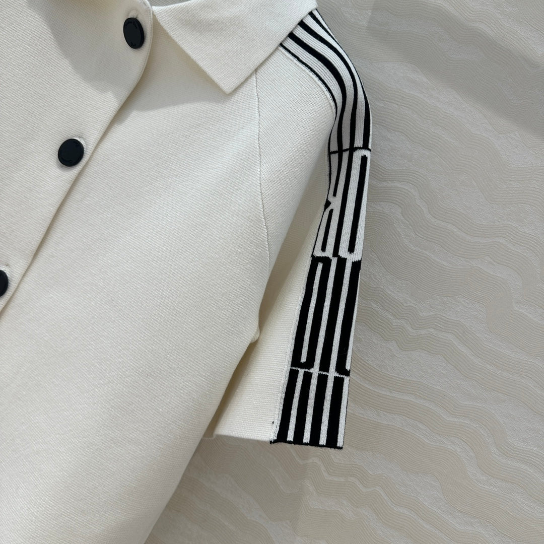 CD Short-Sleeved Cardigan Jacket White Viscose Polyamide