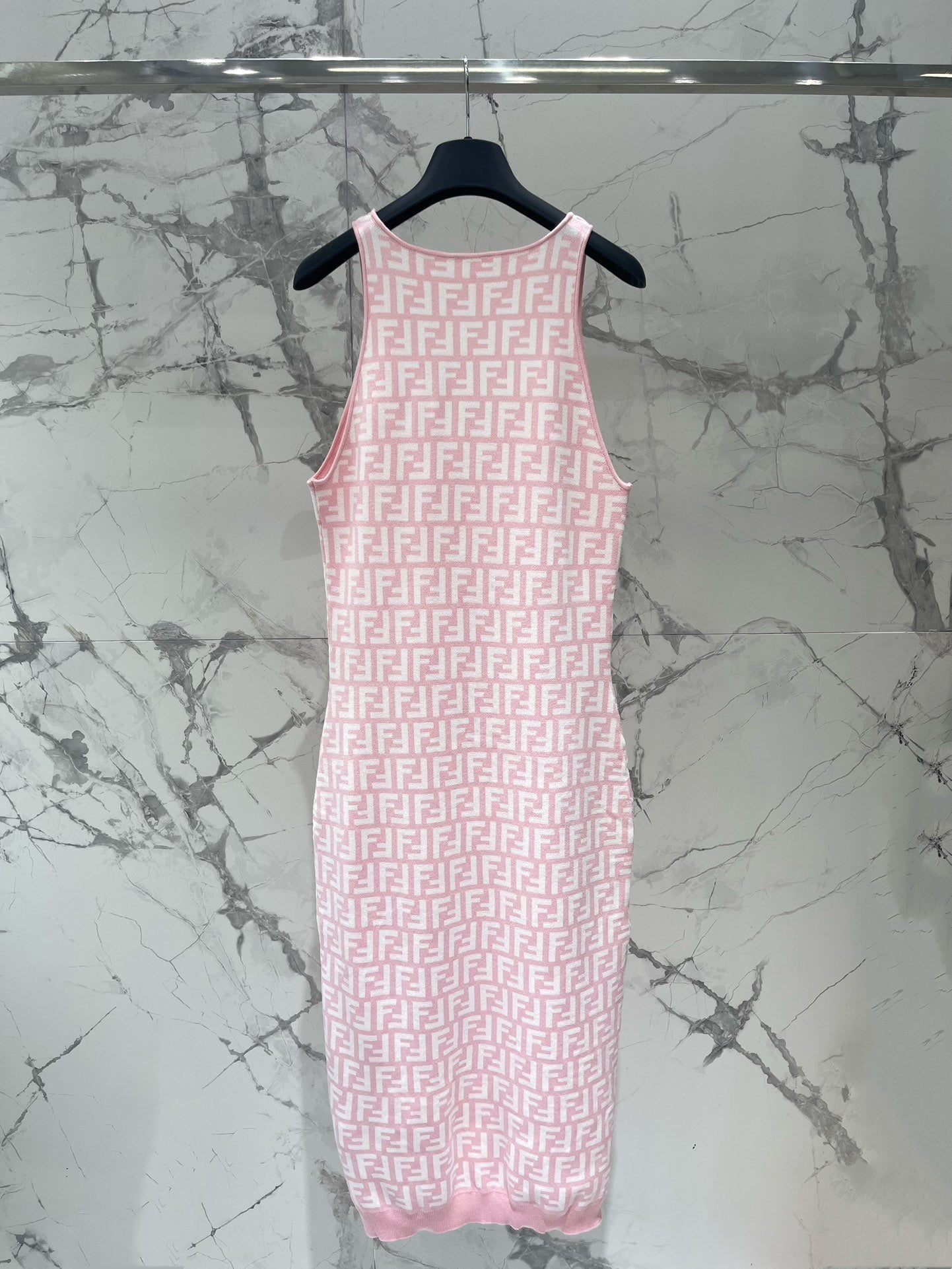 Fendi Sleeveless Dress Pink Wool