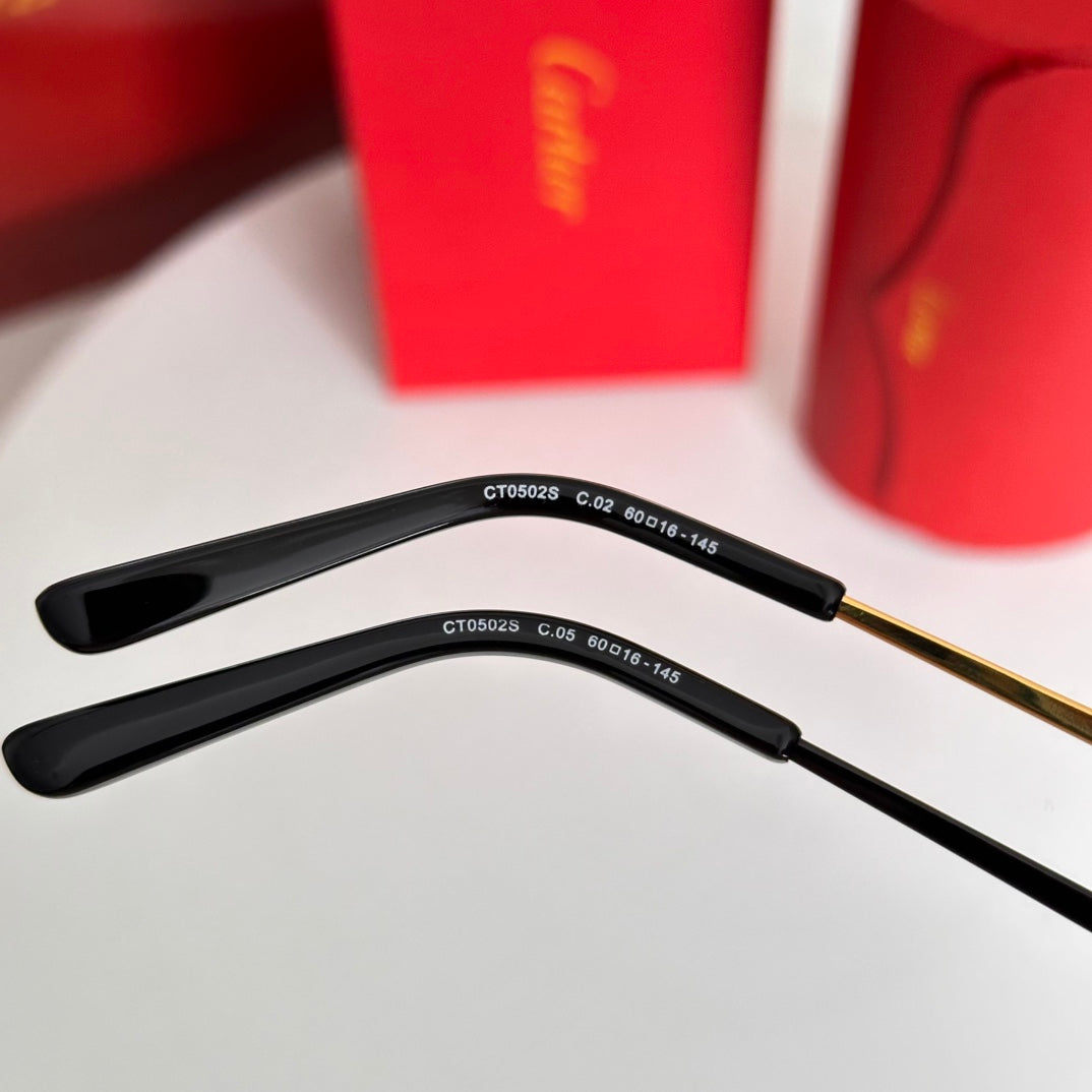 PANTHÈRE RIMLESS AVIATOR FRAME SUNGLASSES CT0502S IN METAL