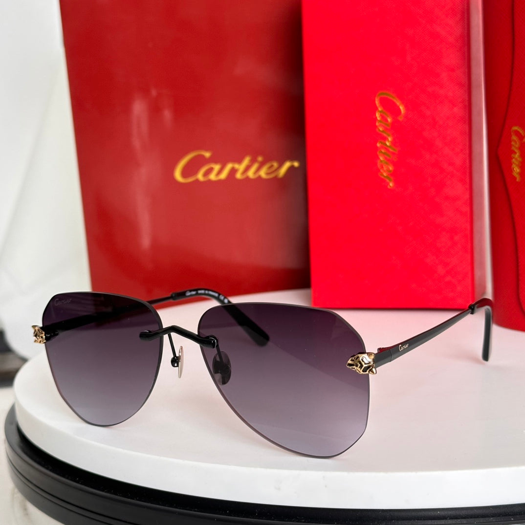 PANTHÈRE RIMLESS AVIATOR FRAME SUNGLASSES CT0502S IN METAL