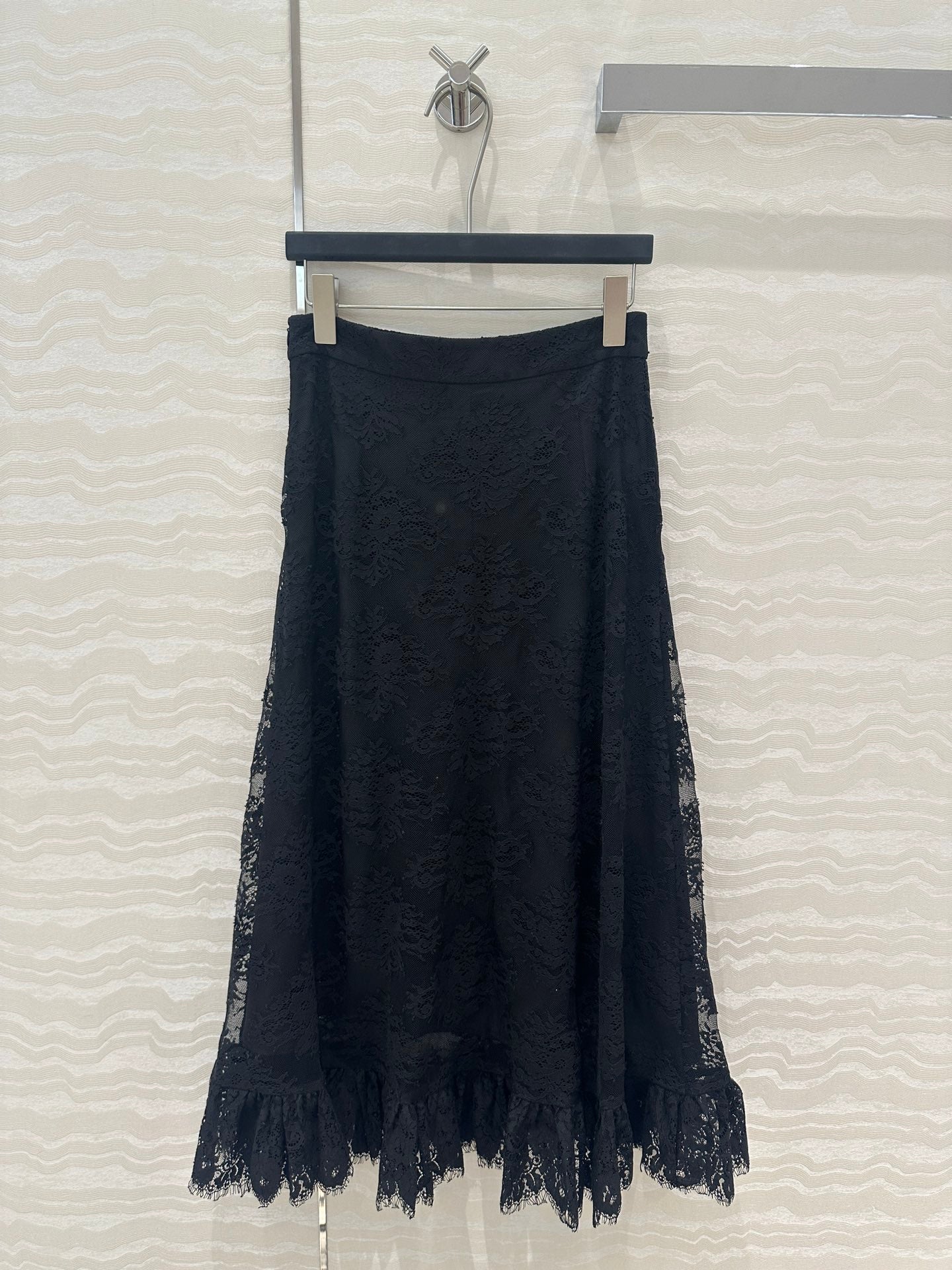 CD Lace Long Skirt Black Polyester