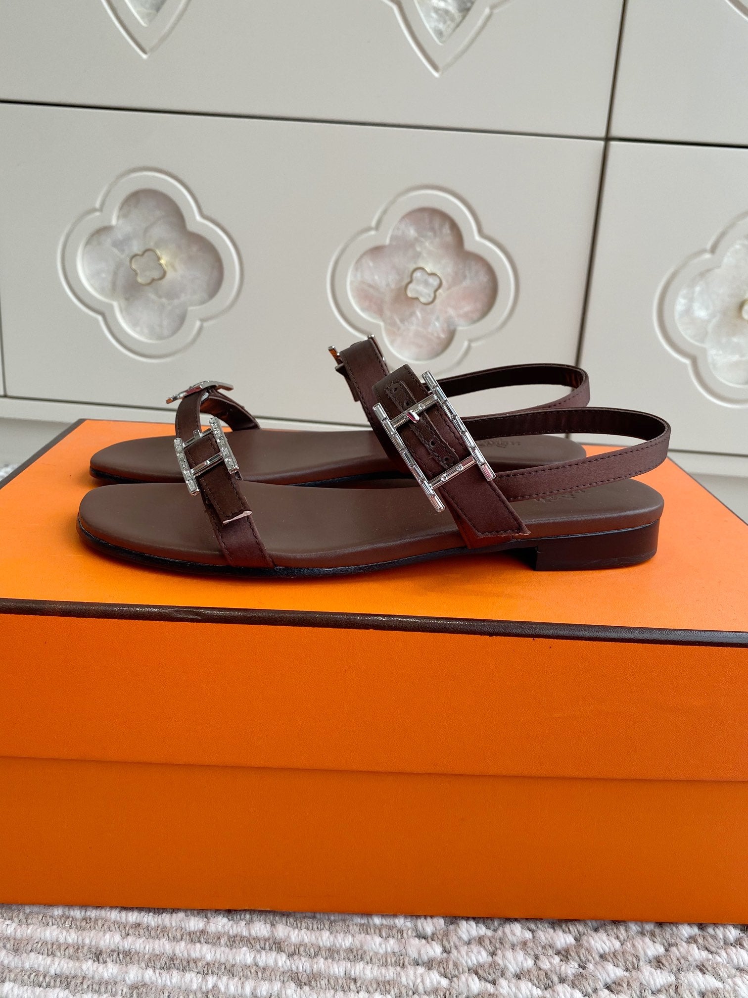 HM Cristal Sandals Brown Calfskin 291445