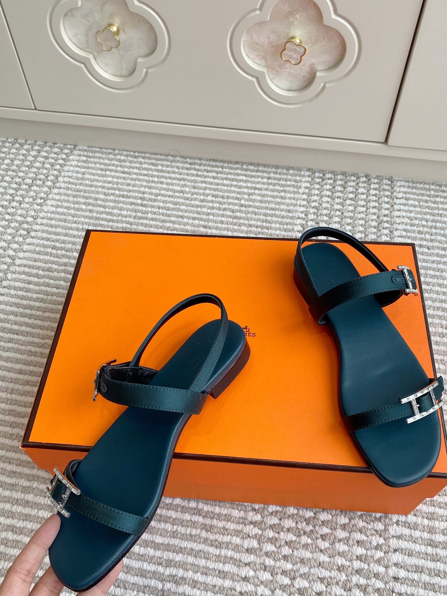 HM Cristal Sandals Blue Calfskin 291446