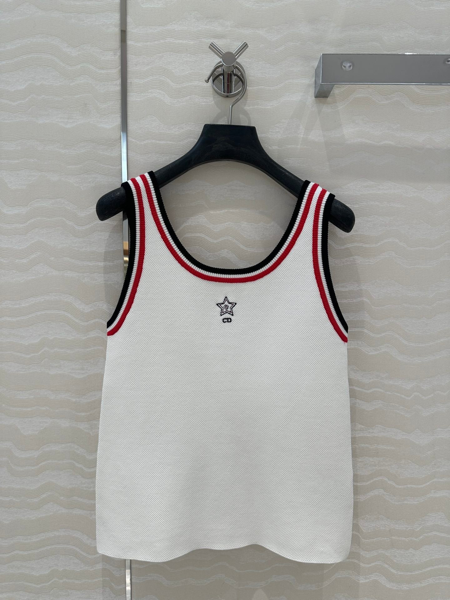 CD Tank Top White Rayon Polyester