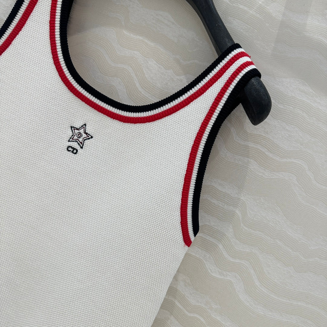 CD Tank Top White Rayon Polyester