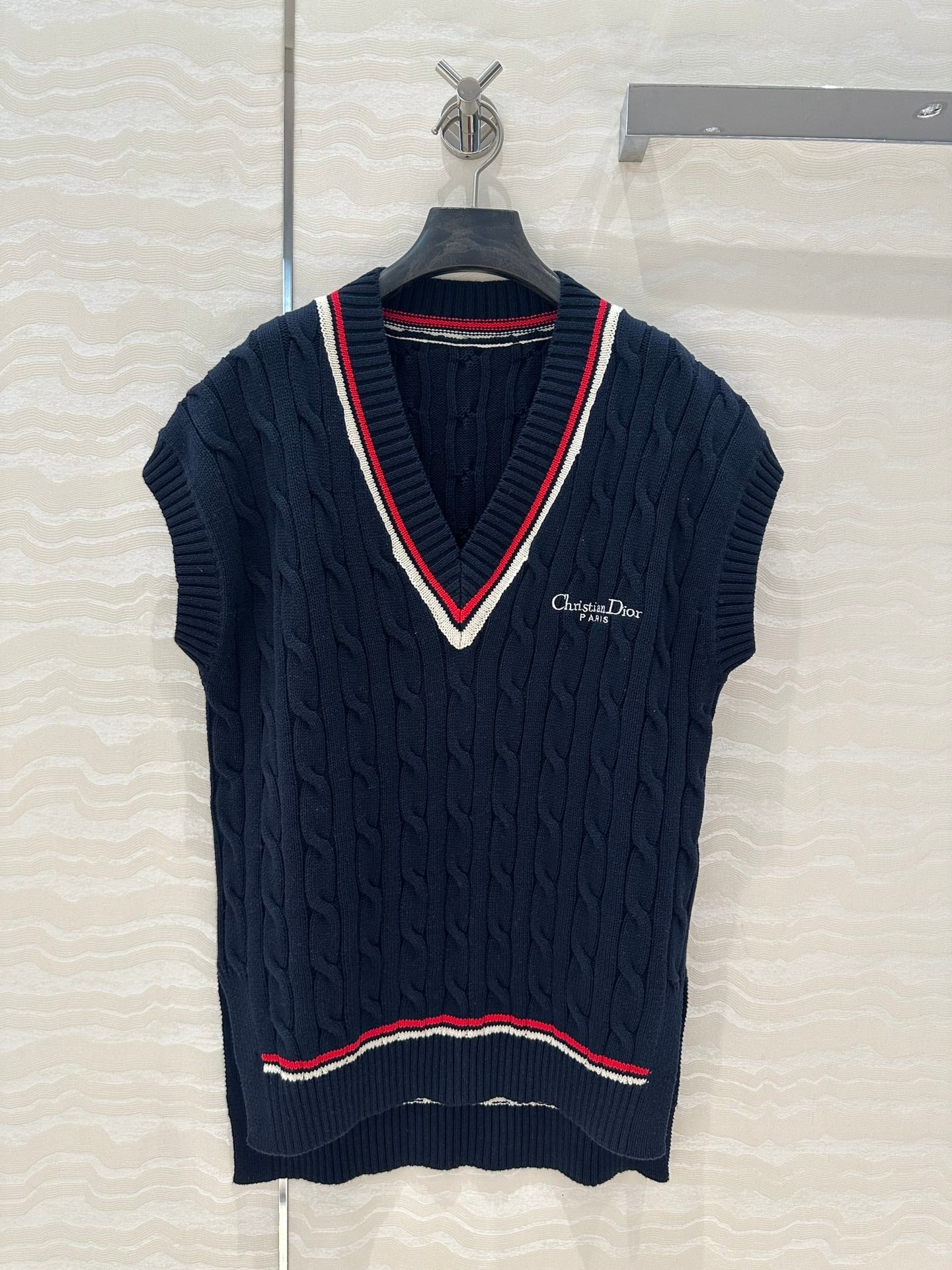 CD Knitted Vest Navy Blue Cotton