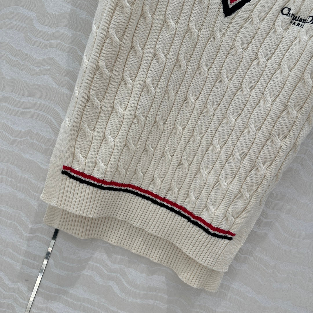 CD Knitted Vest White Cotton