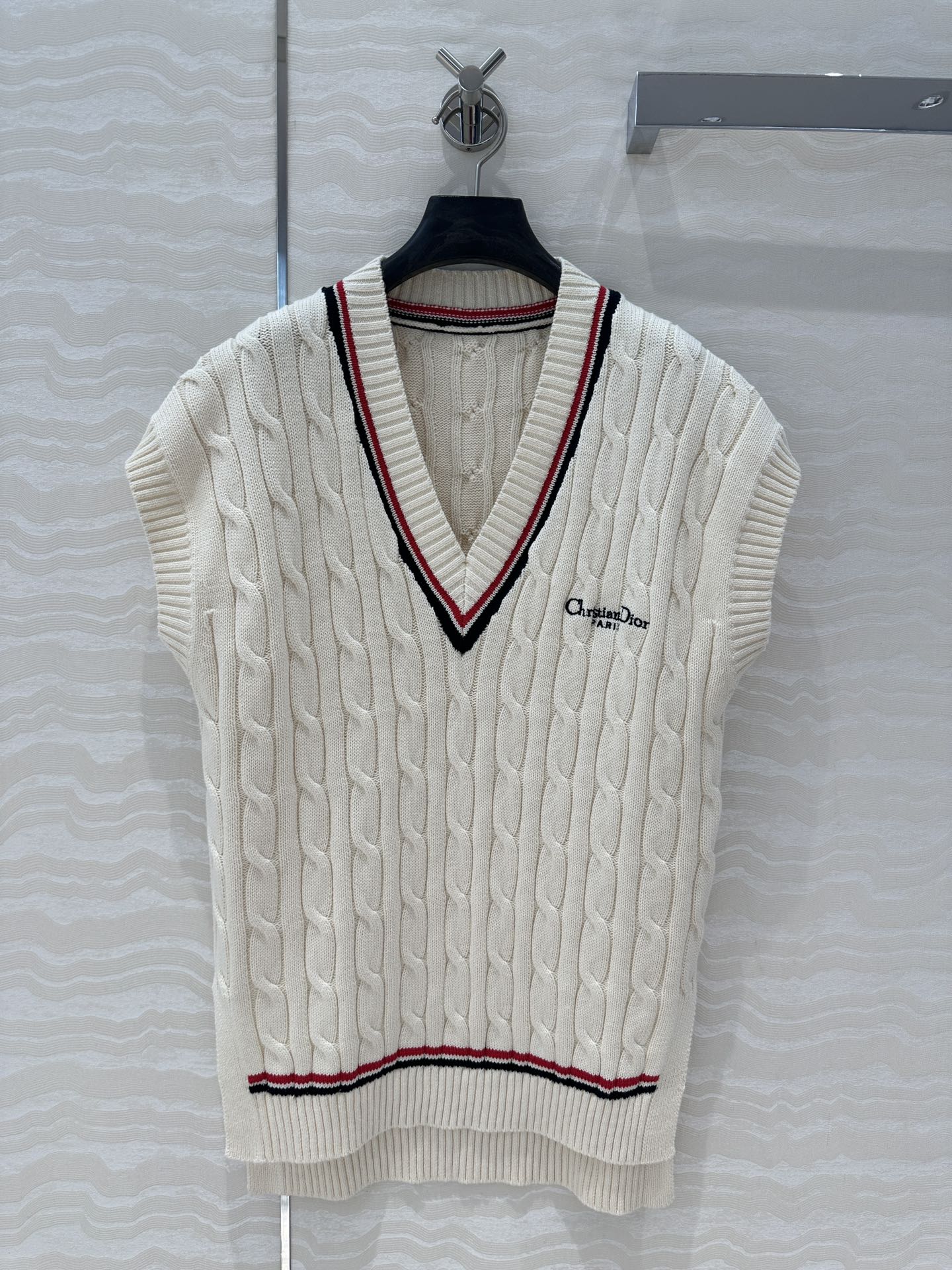 CD Knitted Vest White Cotton