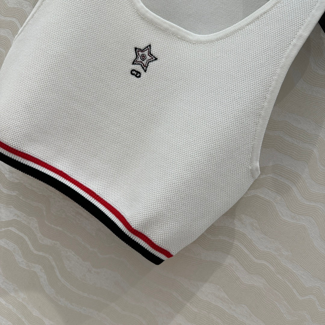 CD Sport Knitted Top Vest White Linen Silk