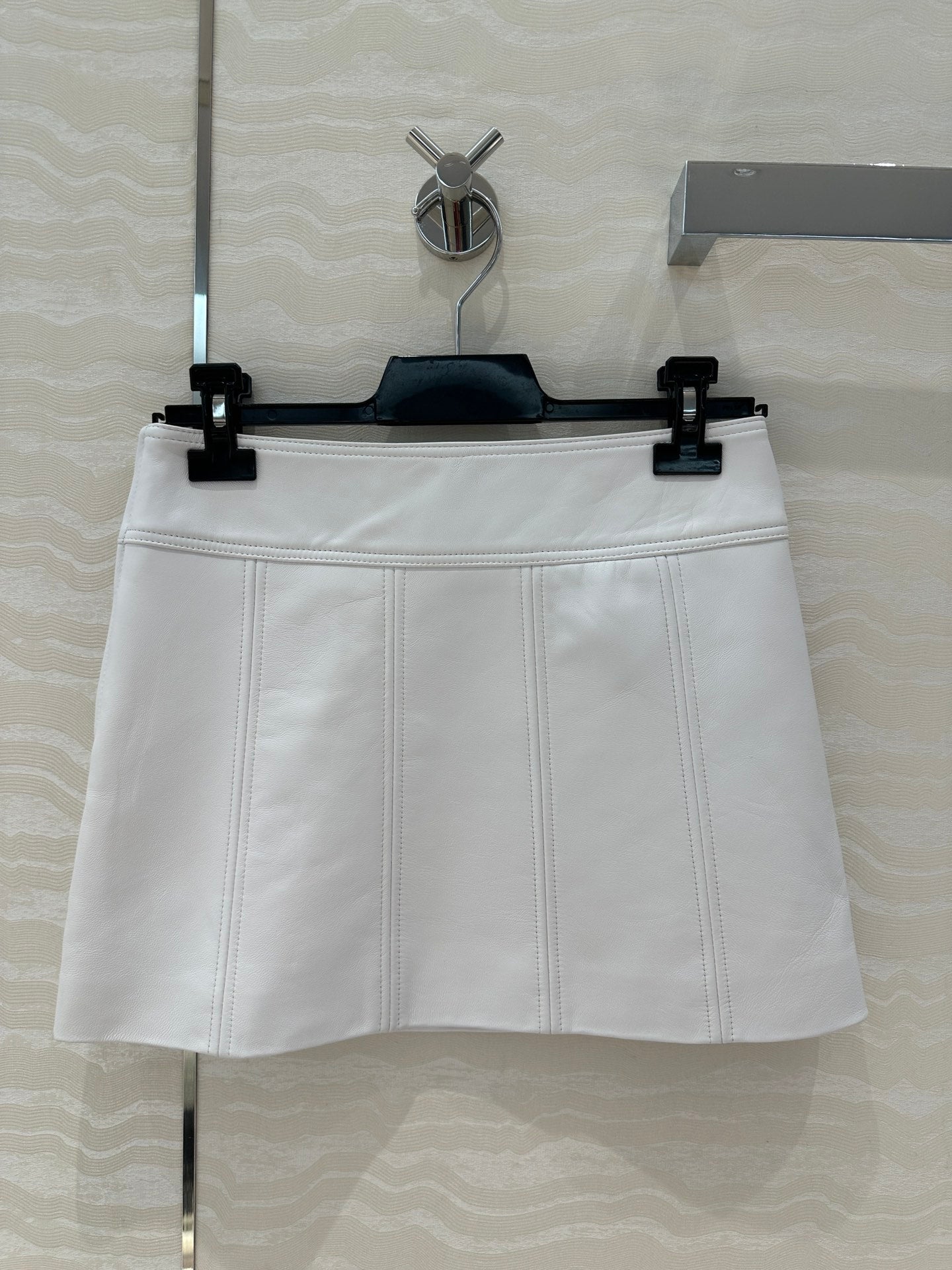 Celine Arc de Triomphe Metal Buckle skirt White Lambskin