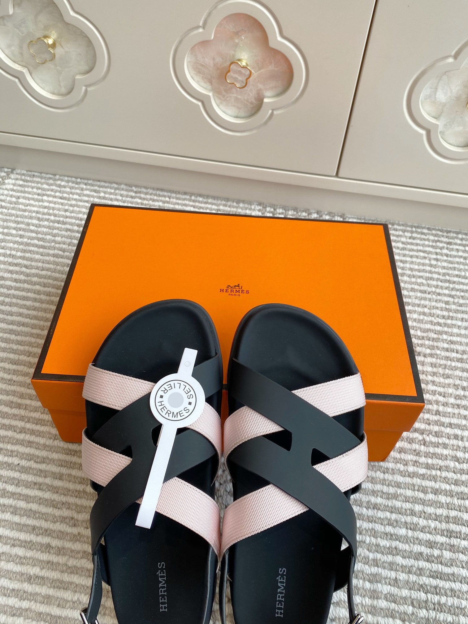 HM Heracles Sandals Black Pink Calfskin 291449