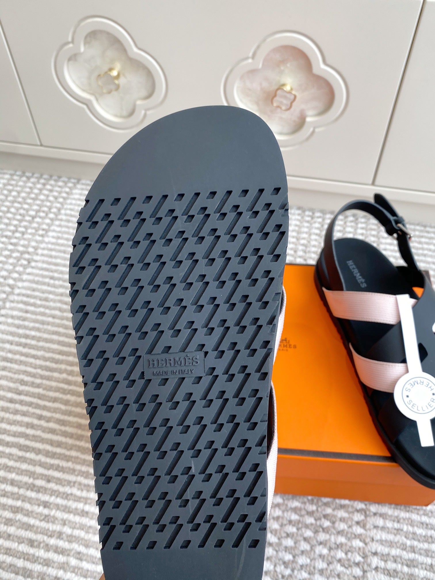 HM Heracles Sandals Black Pink Calfskin 291449