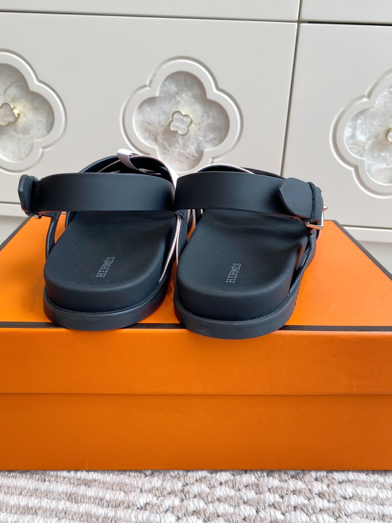 HM Heracles Sandals Black Pink Calfskin 291449