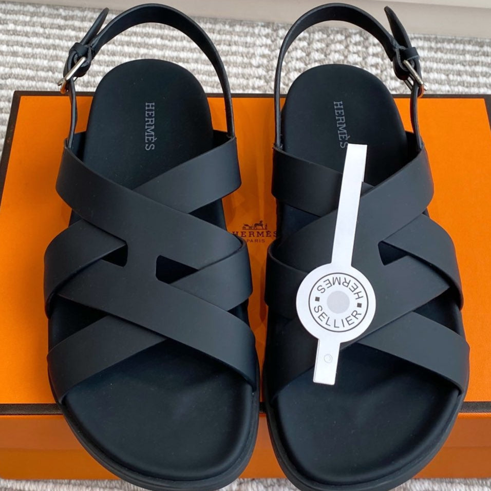 HM Heracles Sandals Black Calfskin 291453