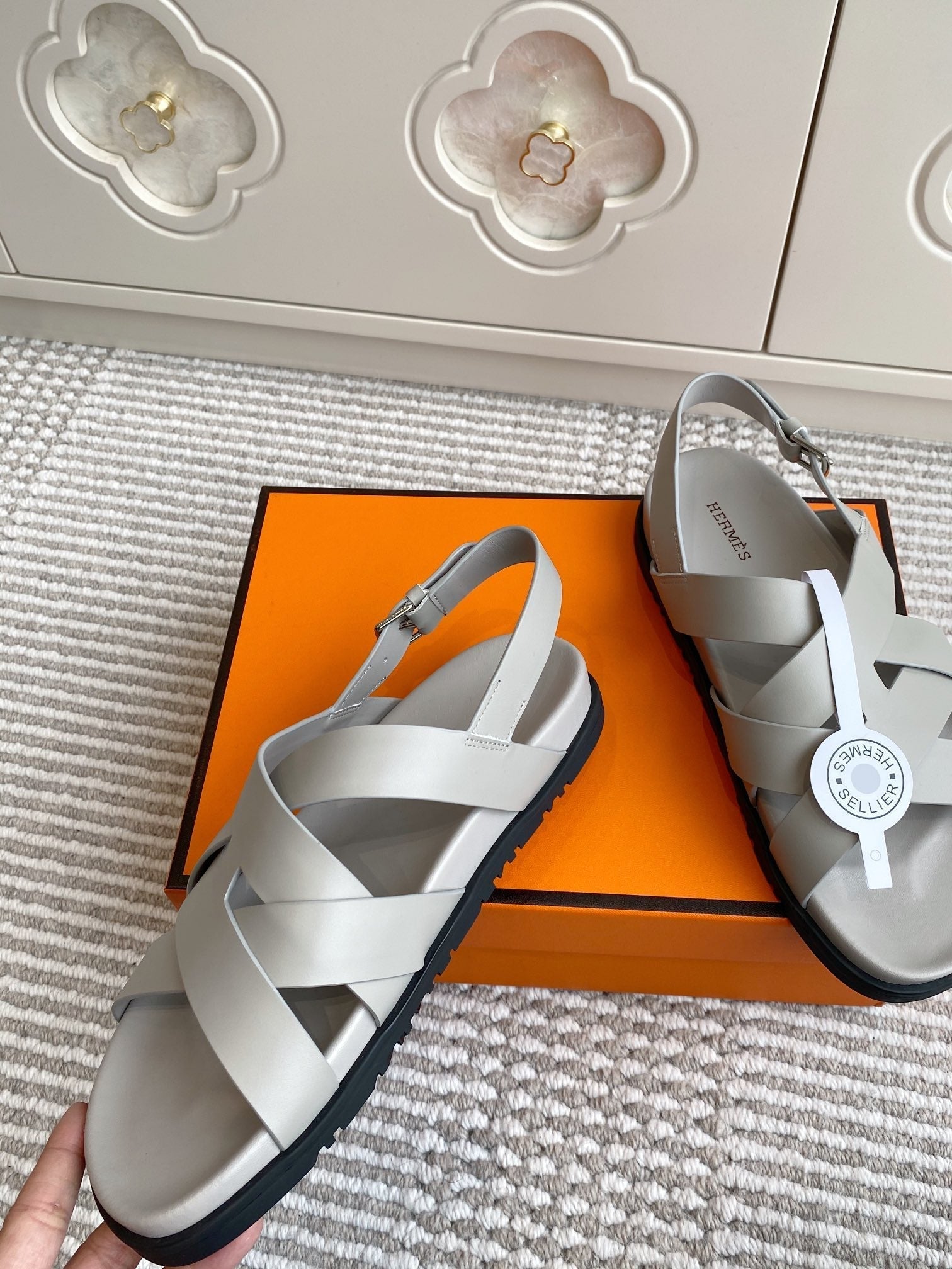 HM Heracles Sandals Ivory Calfskin 291454