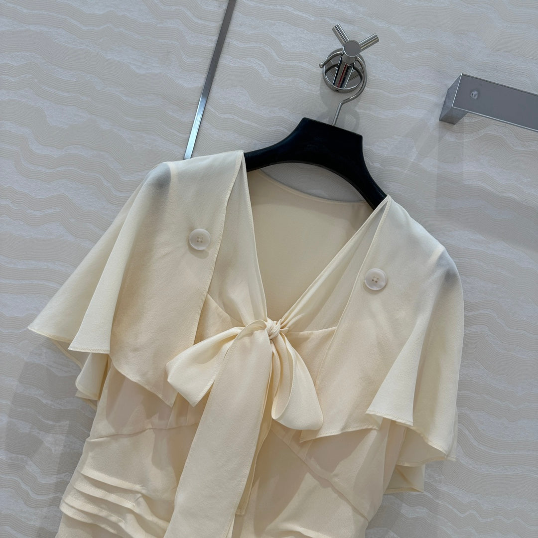 Prada Lace Sleeve Shirt Beige Polyester