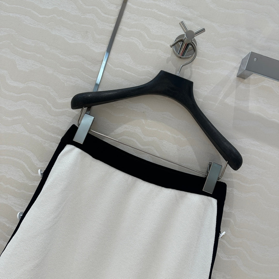 CD Knitted Skirt White Rayon Polyester