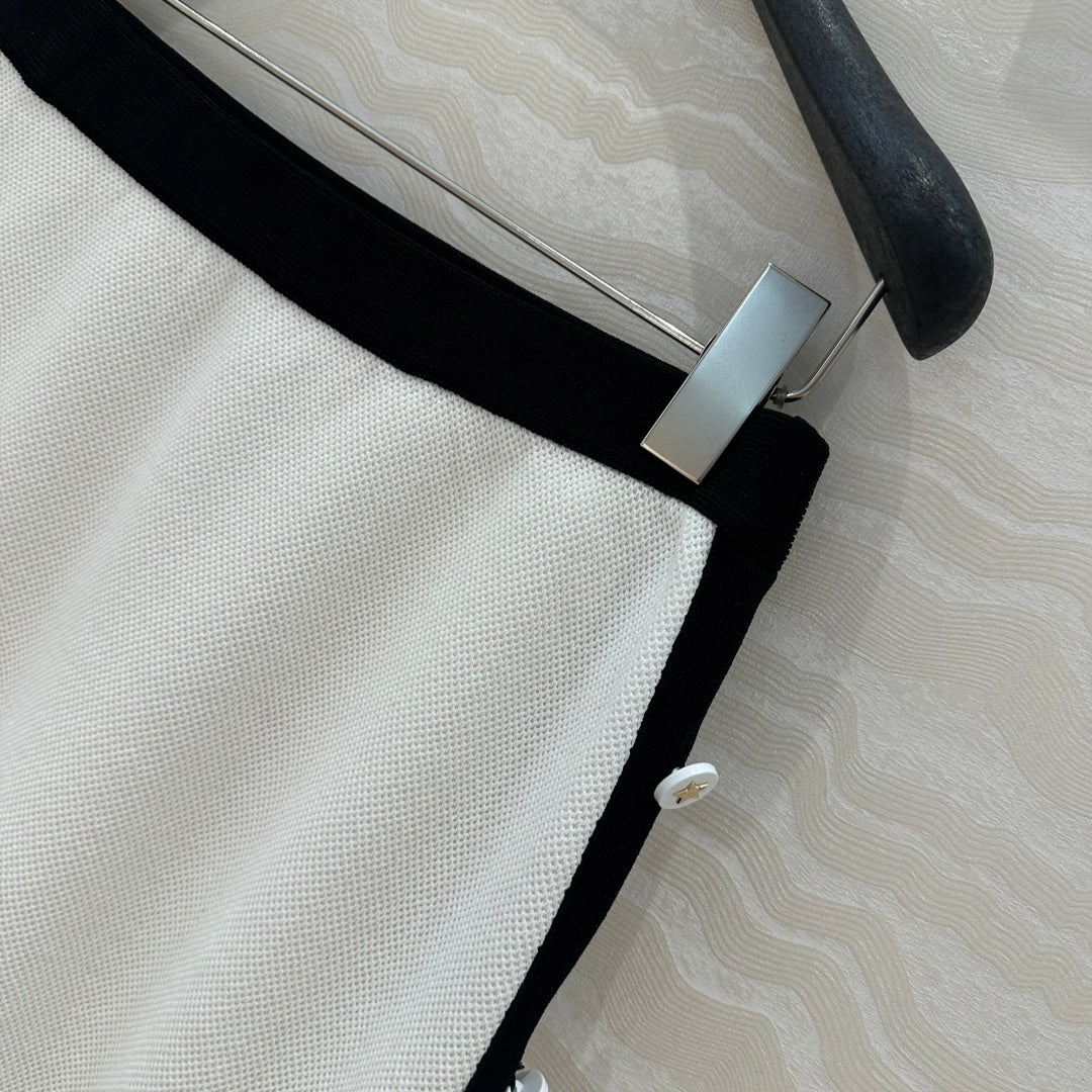 CD Knitted Skirt White Rayon Polyester