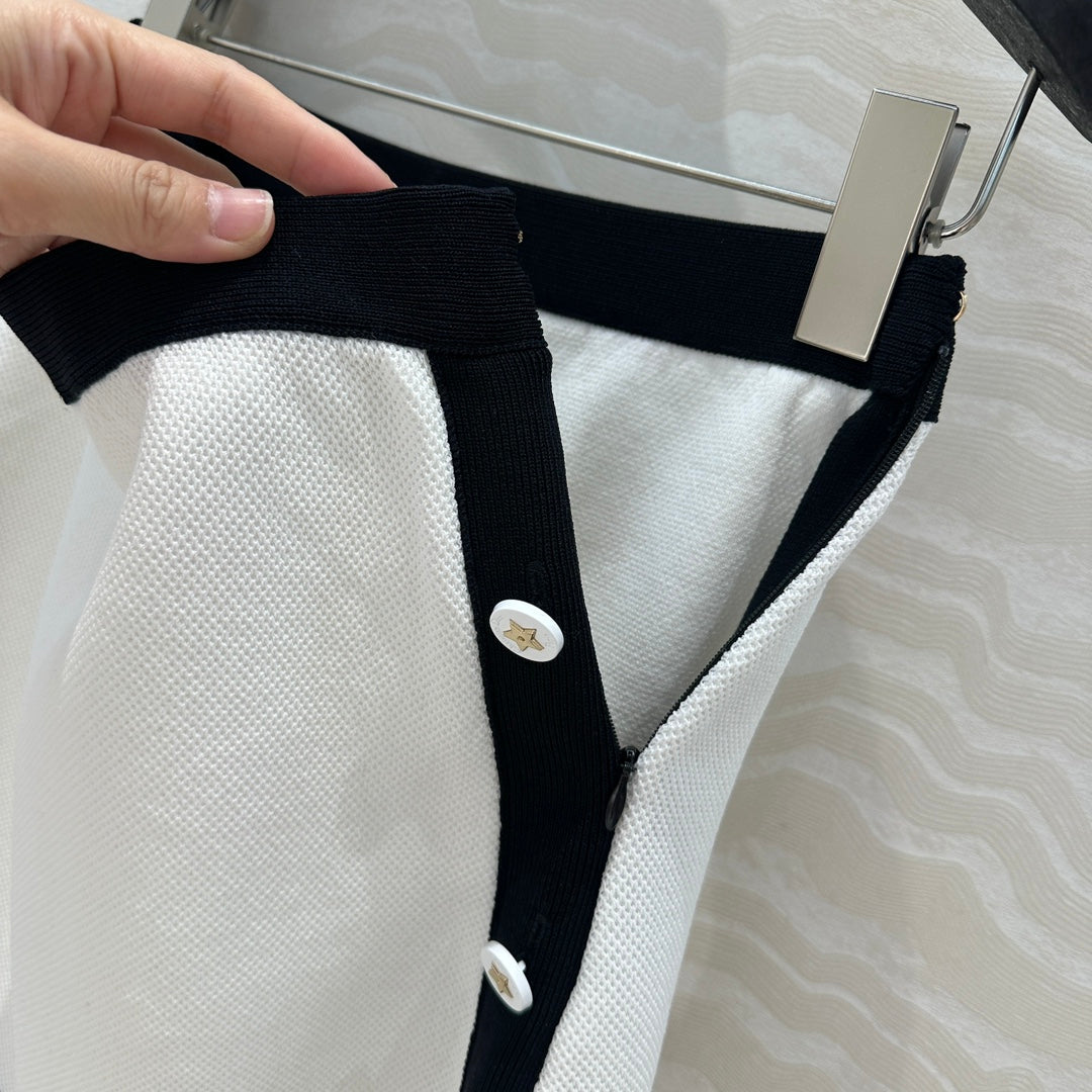 CD Knitted Skirt White Rayon Polyester