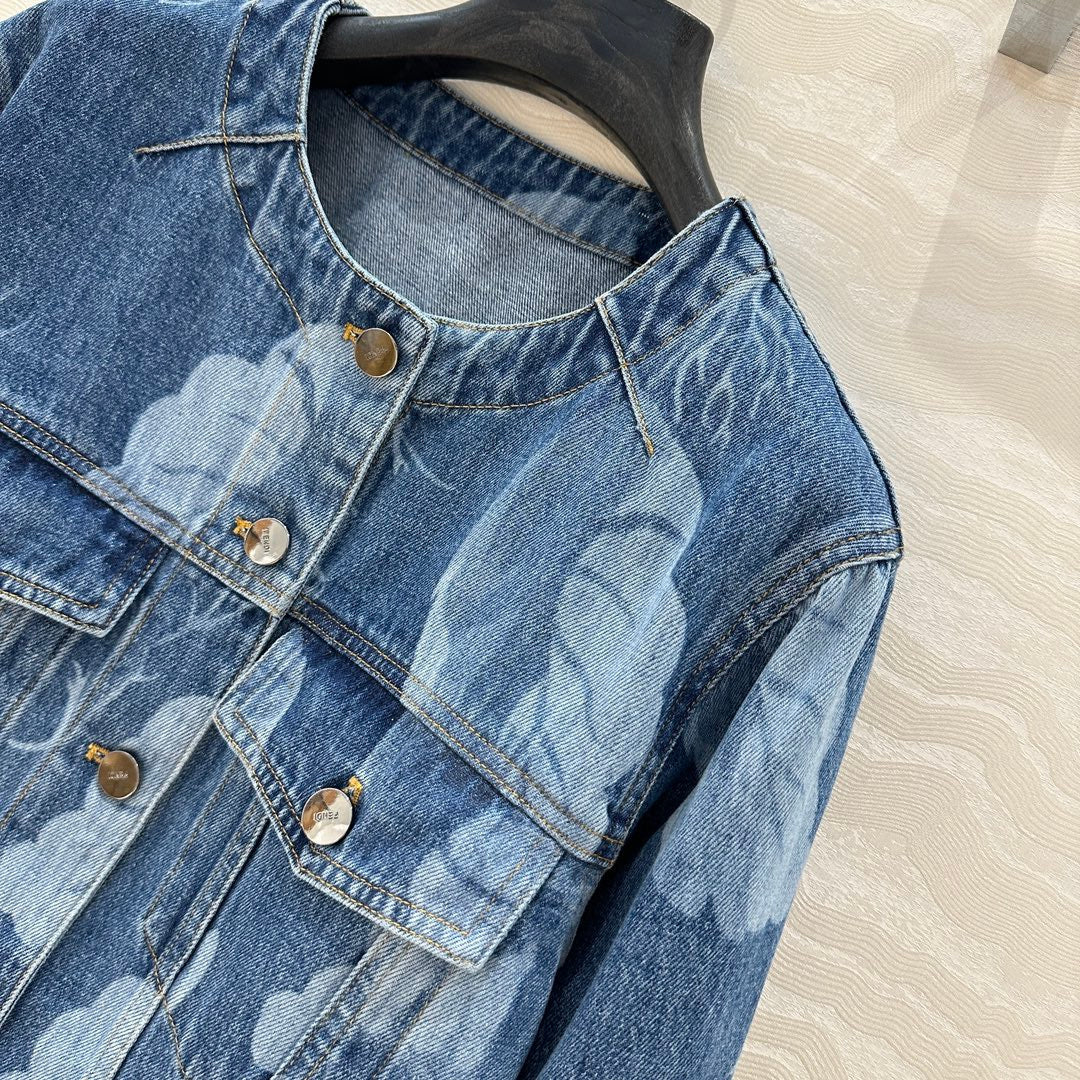 Fendi Flower Denim Jacket  Blue cotton