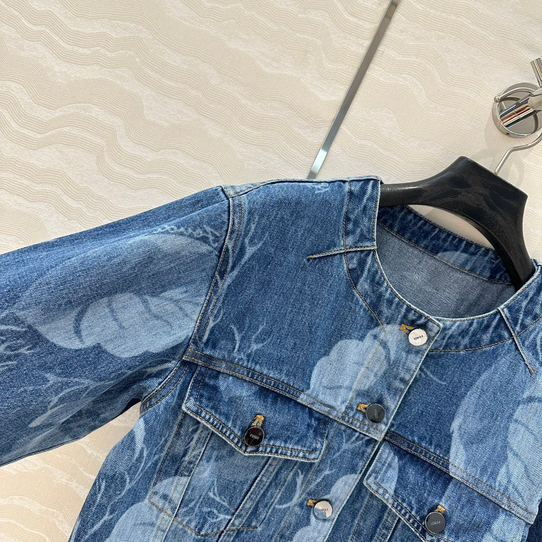 Fendi Flower Denim Jacket  Blue cotton