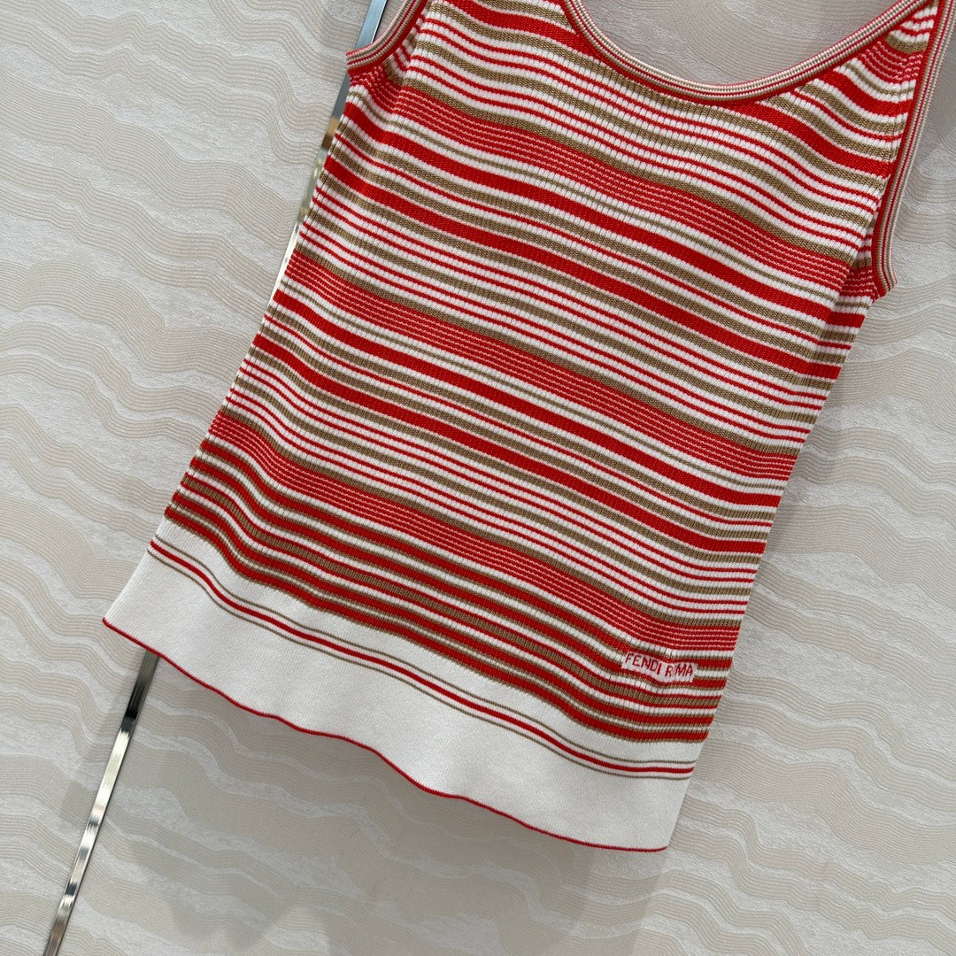 Fendi Knitted Camisole Red Cotton