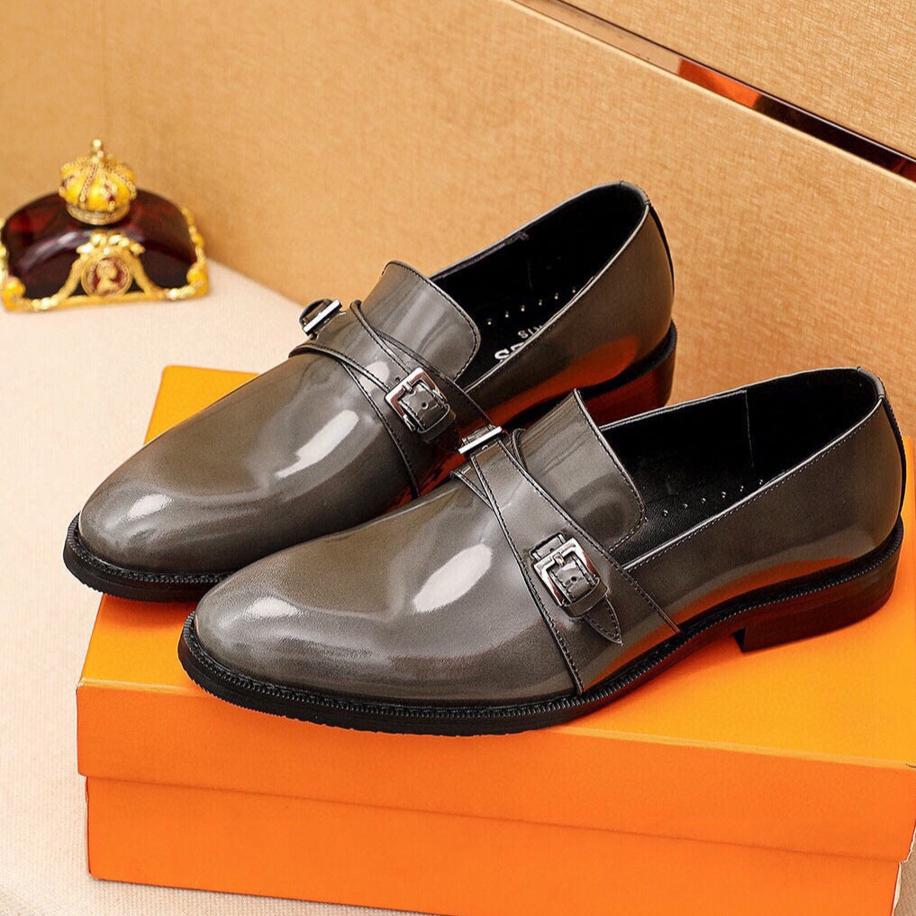 HM Men's  Loafer Metallic Gray Patent Leather 637348