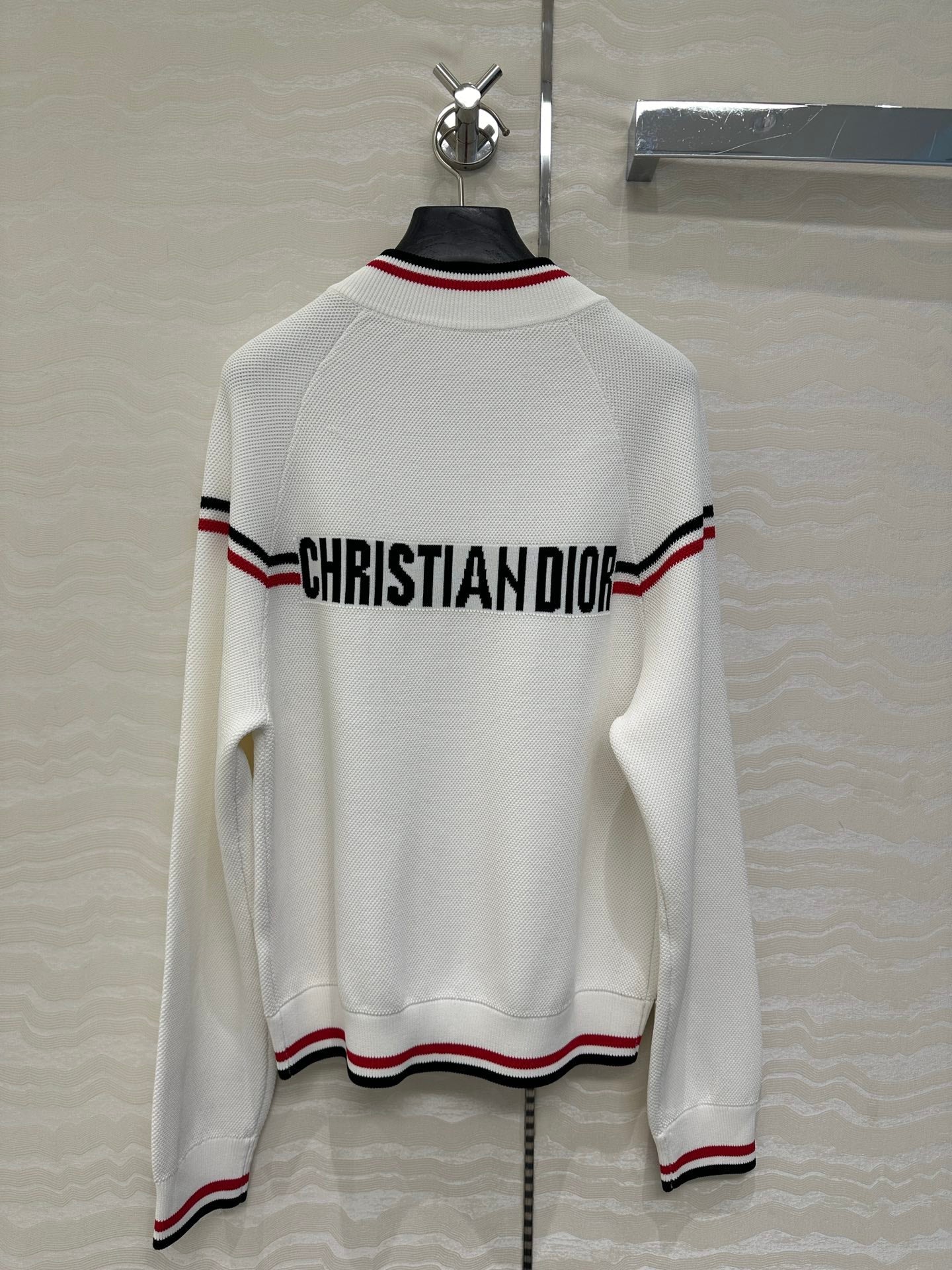 CD Knitted Zipper Jacket White Rayon Polyester