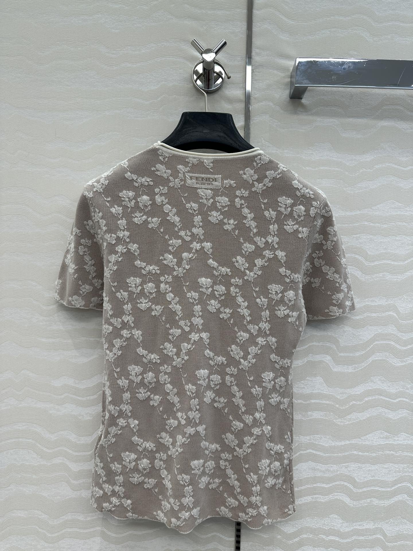 Fendi Knitted Top White Beige Cotton Viscose