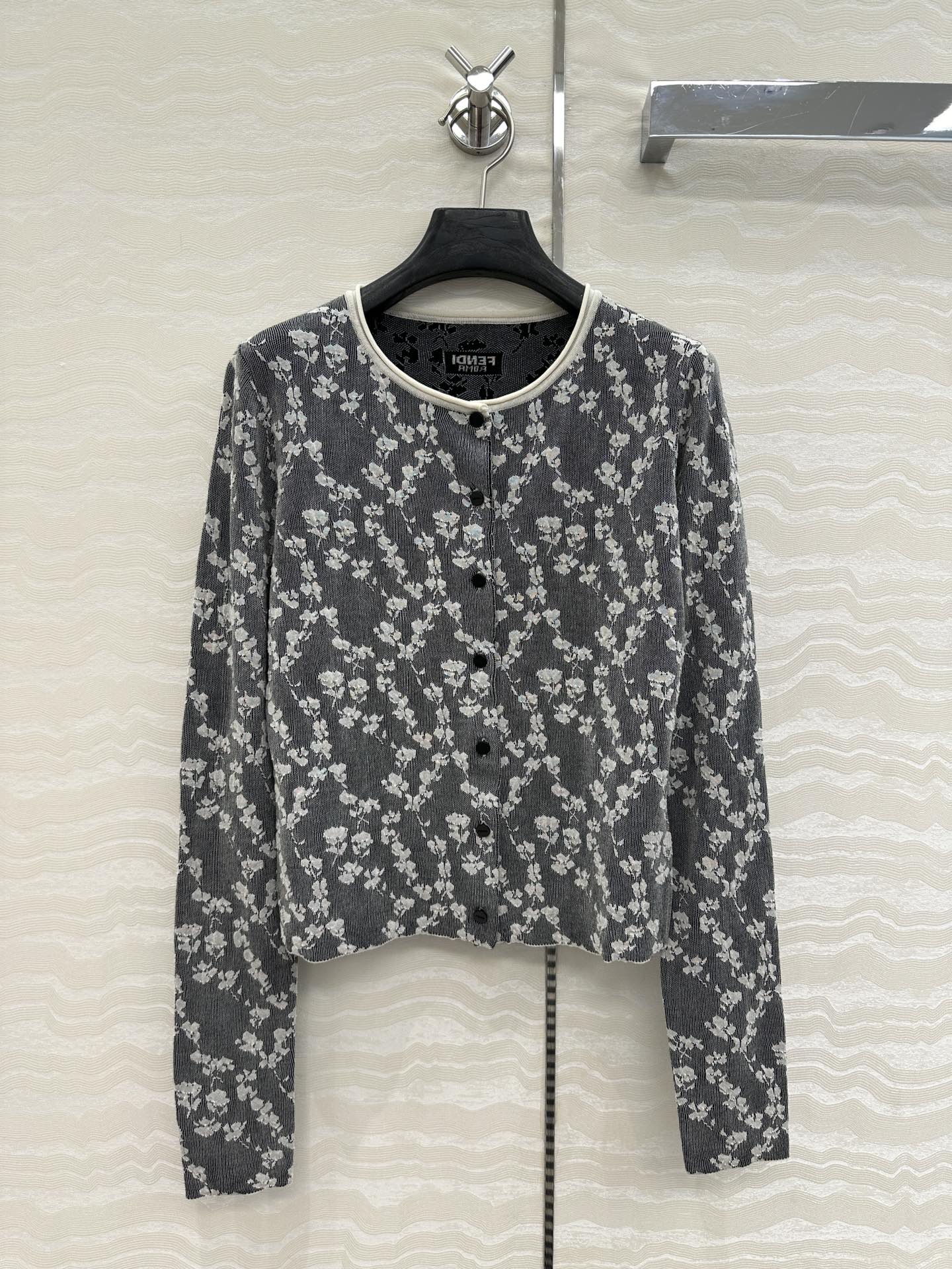 Fendi Knitted Cardigan Dark Gray Cotton Viscose