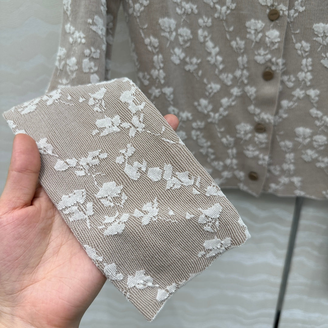 Fendi Knitted Cardigan Beige Cotton Viscose