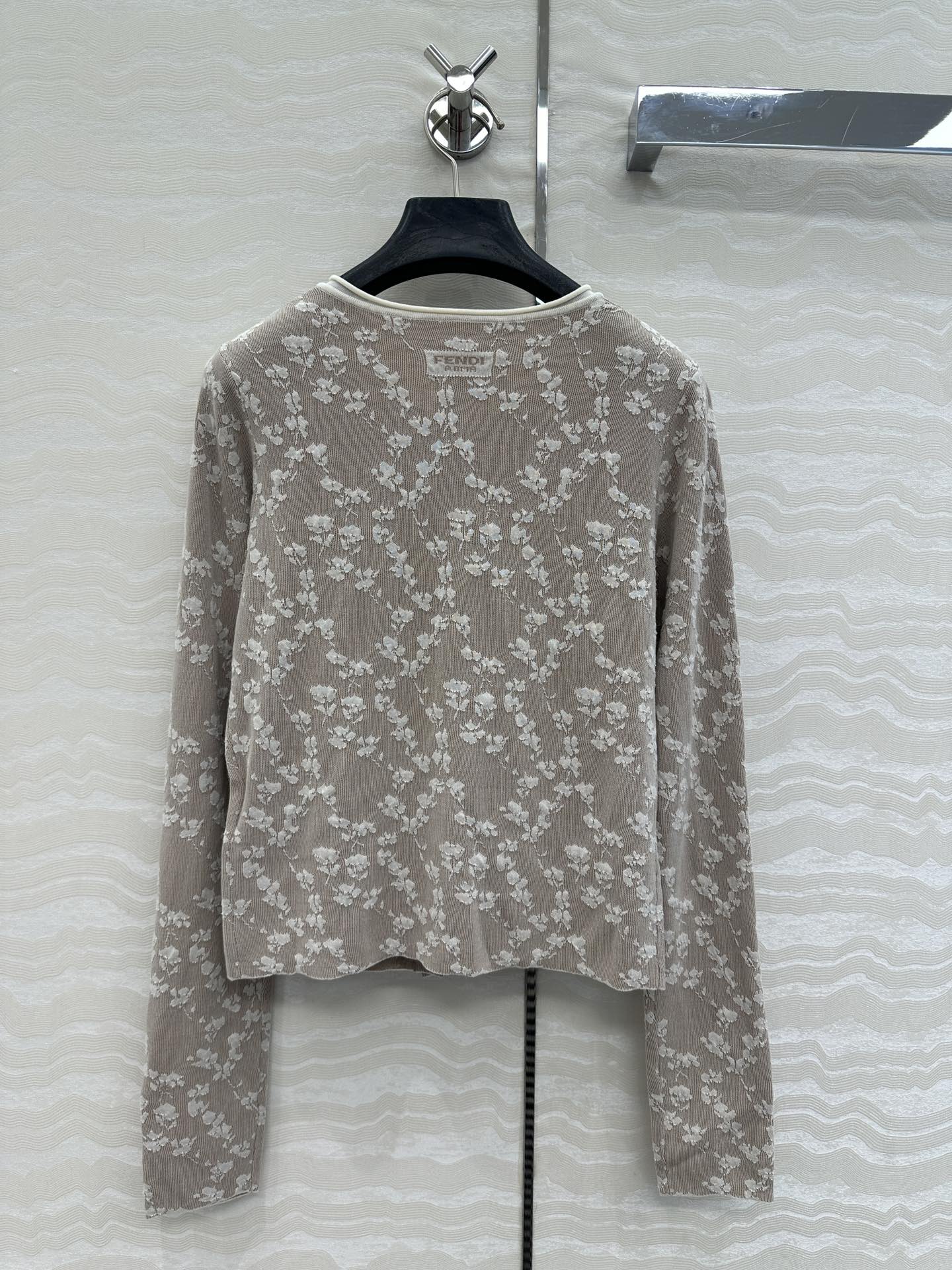 Fendi Knitted Cardigan Beige Cotton Viscose