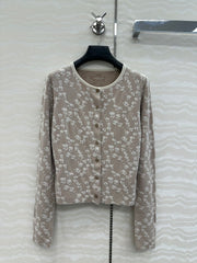 Fendi Knitted Cardigan Beige Cotton Viscose
