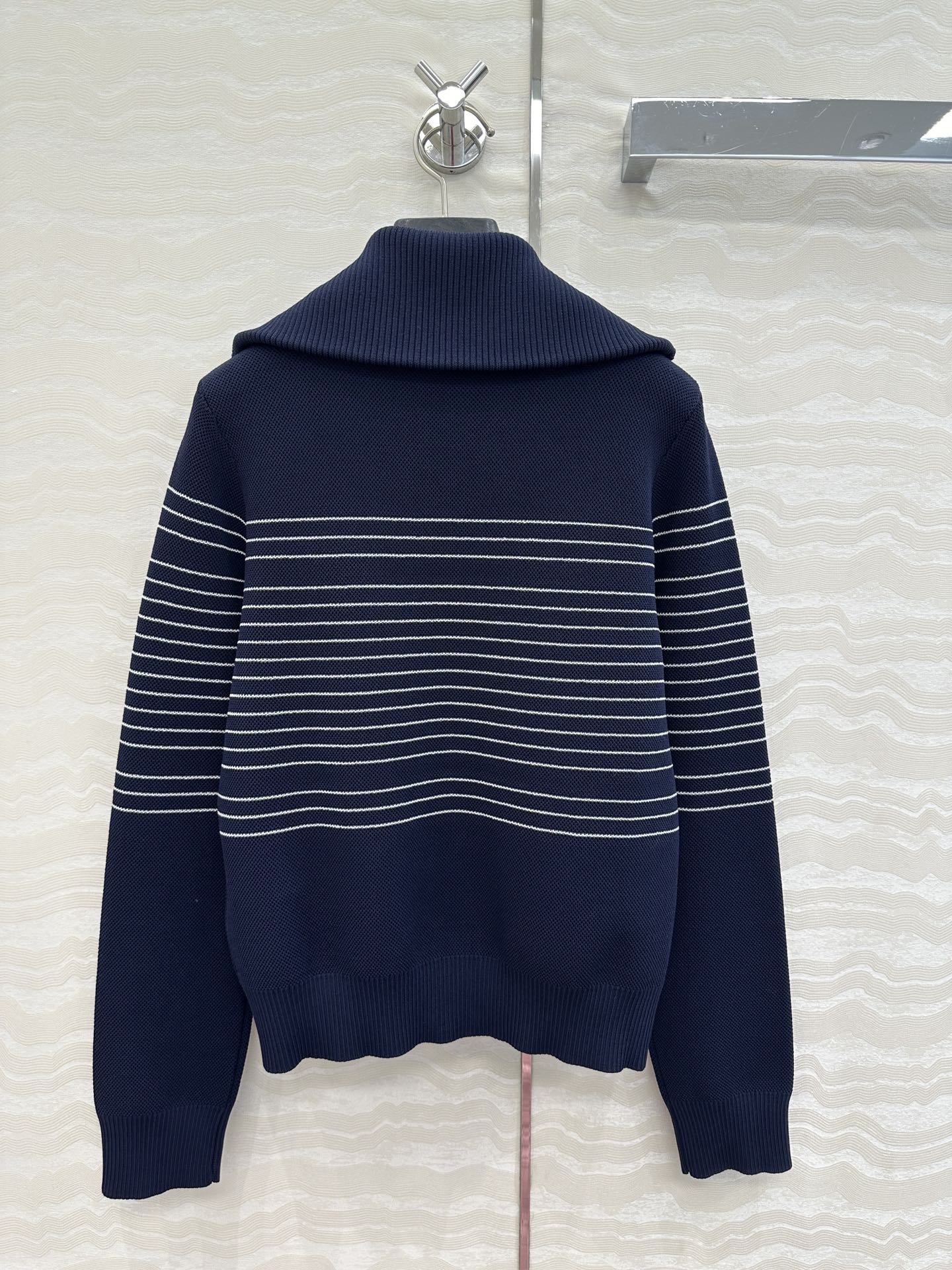 Gucci Knitted Zipper Jacket Dark Blue Viscose