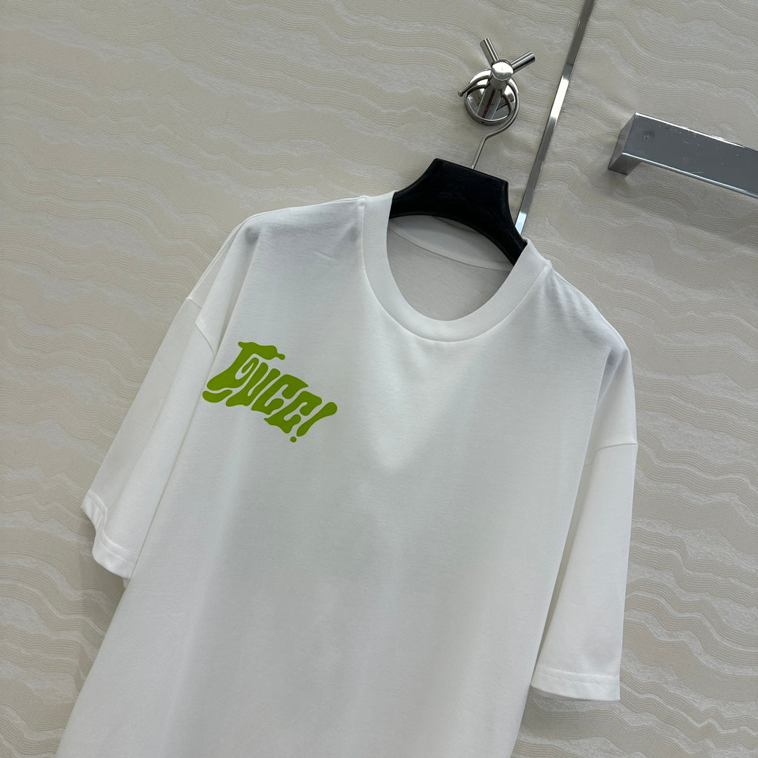 Gucci Short-sleeved T-shirt White Green Cotton