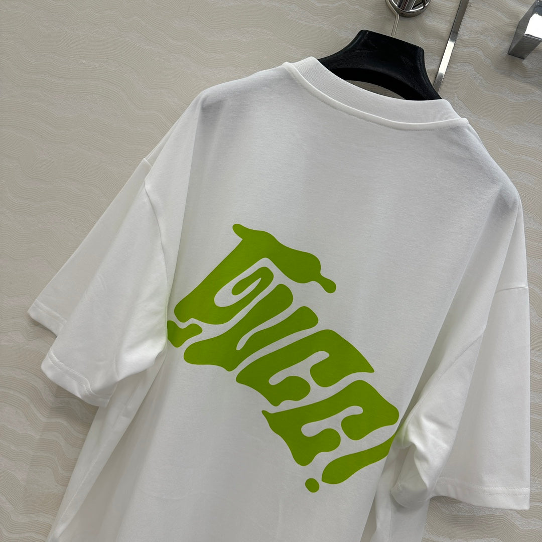Gucci Short-sleeved T-shirt White Green Cotton