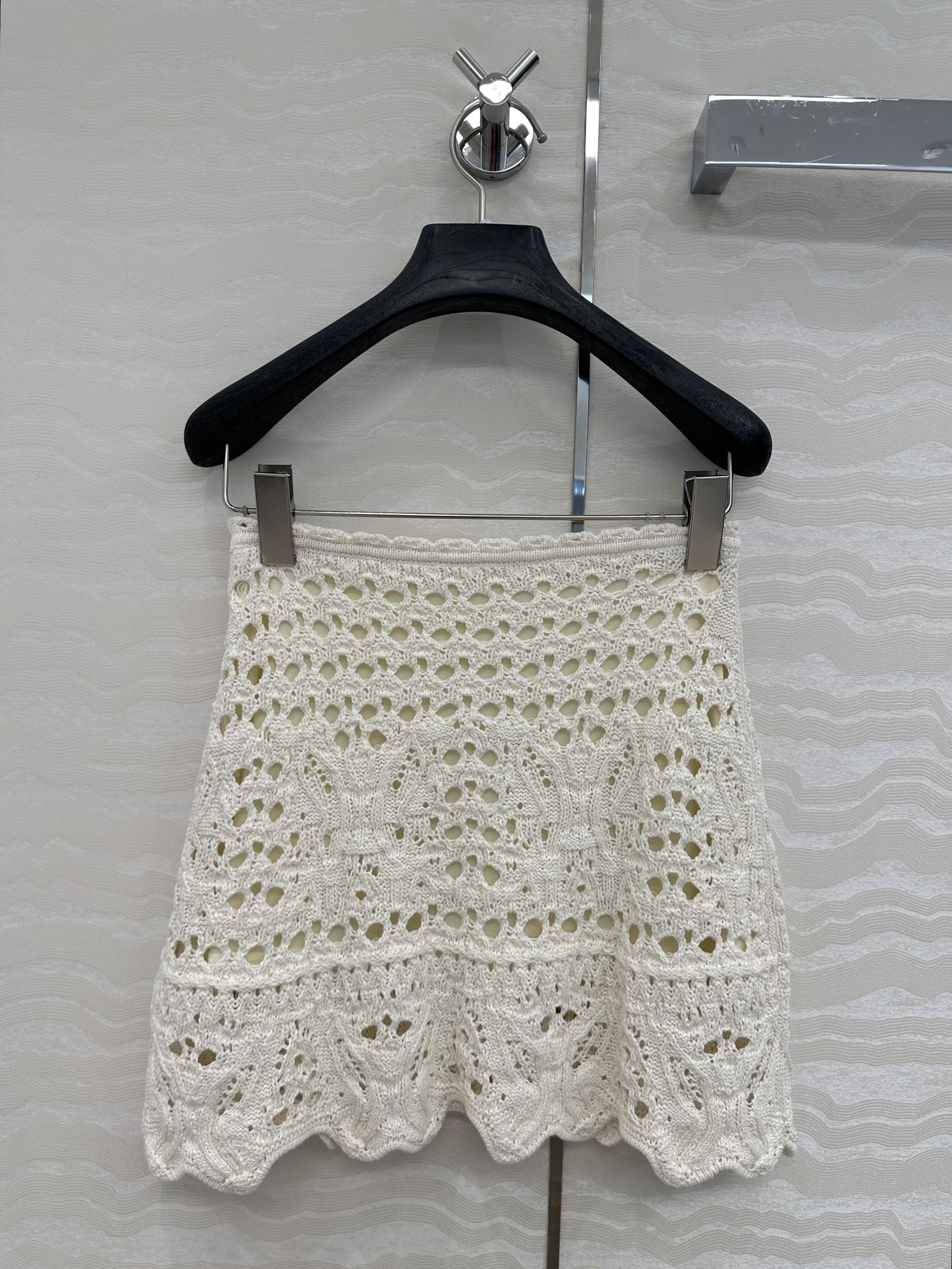 CD Hollow Short Skirt  White Cotton Washi