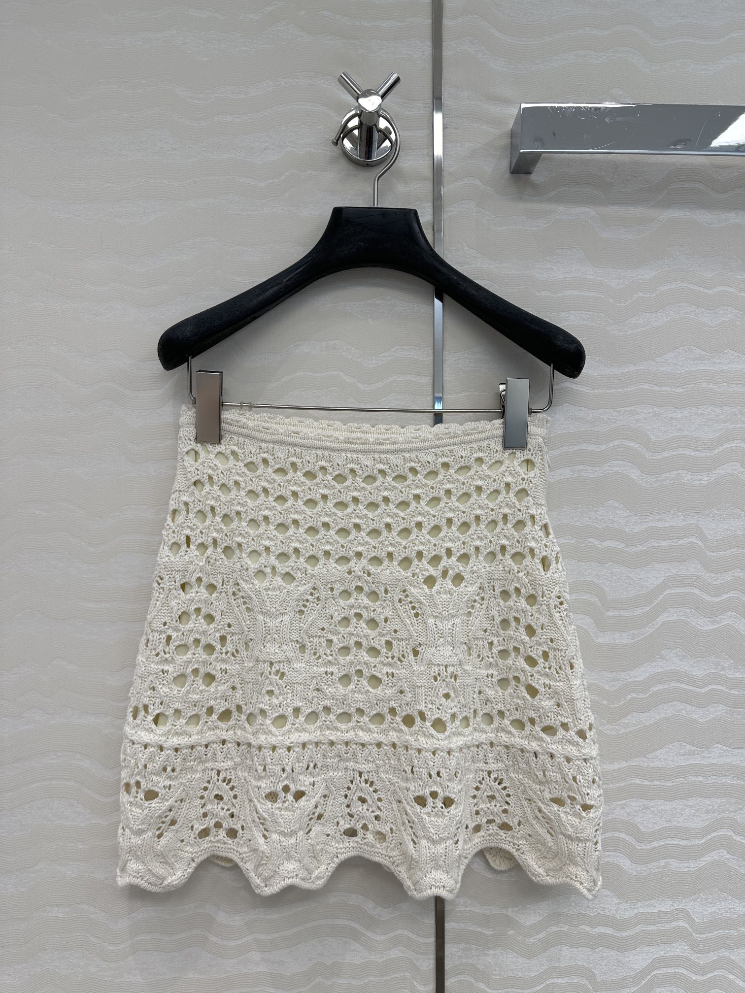 CD Hollow Short Skirt  White Cotton Washi