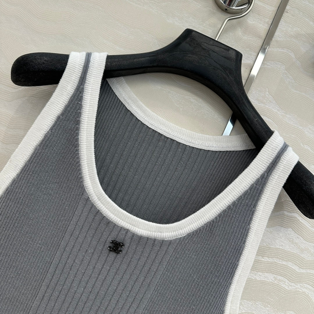CC Knitted Vest Gray Cotton
