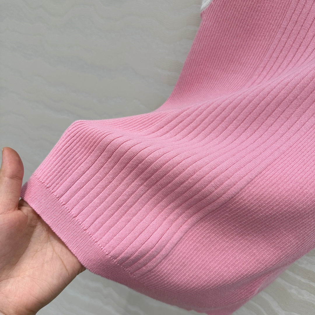 CC Knitted Vest Pink Cotton