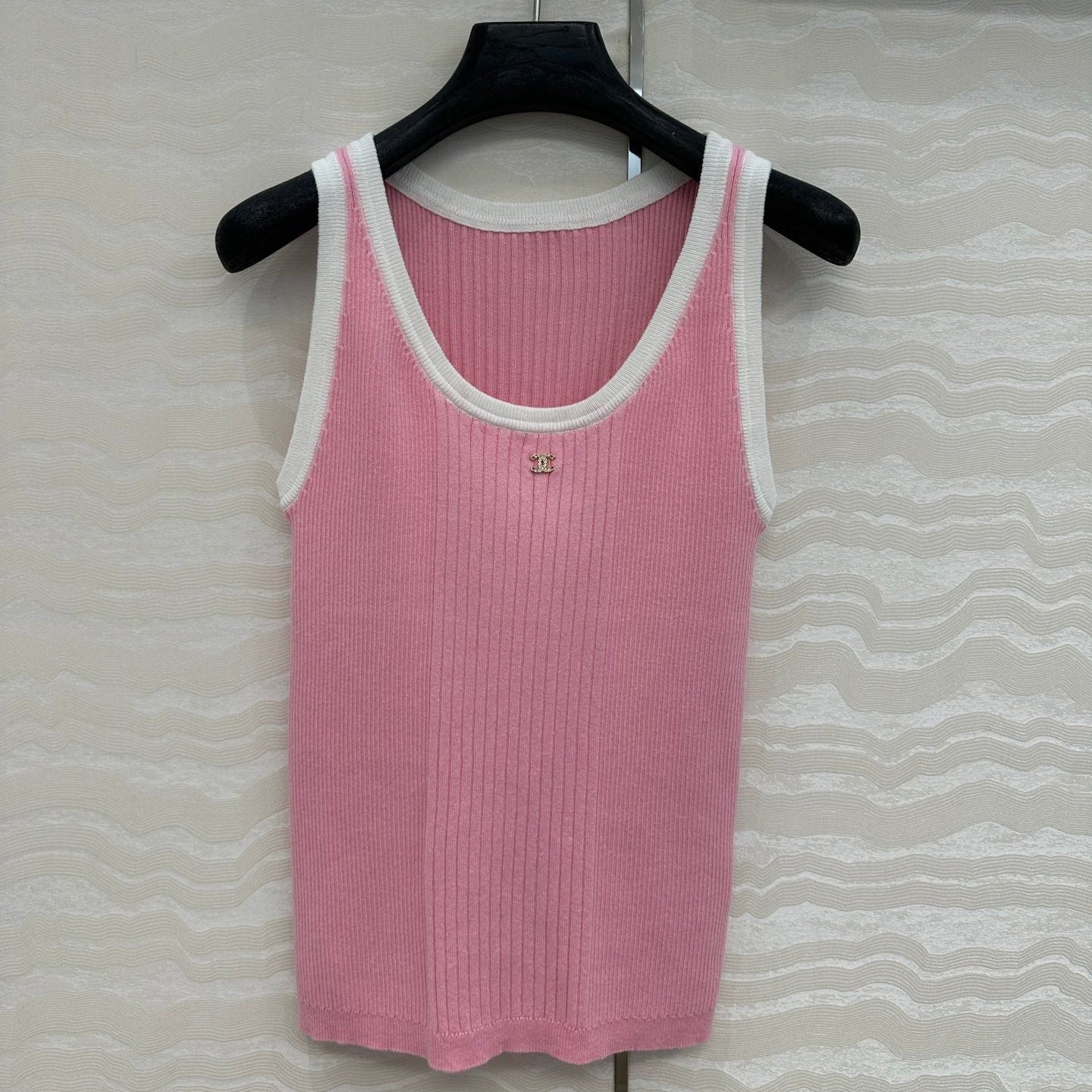 CC Knitted Vest Pink Cotton