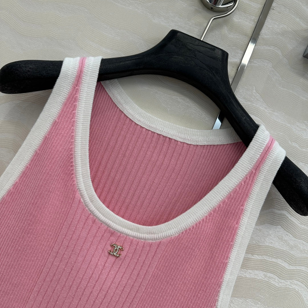 CC Knitted Vest Pink Cotton