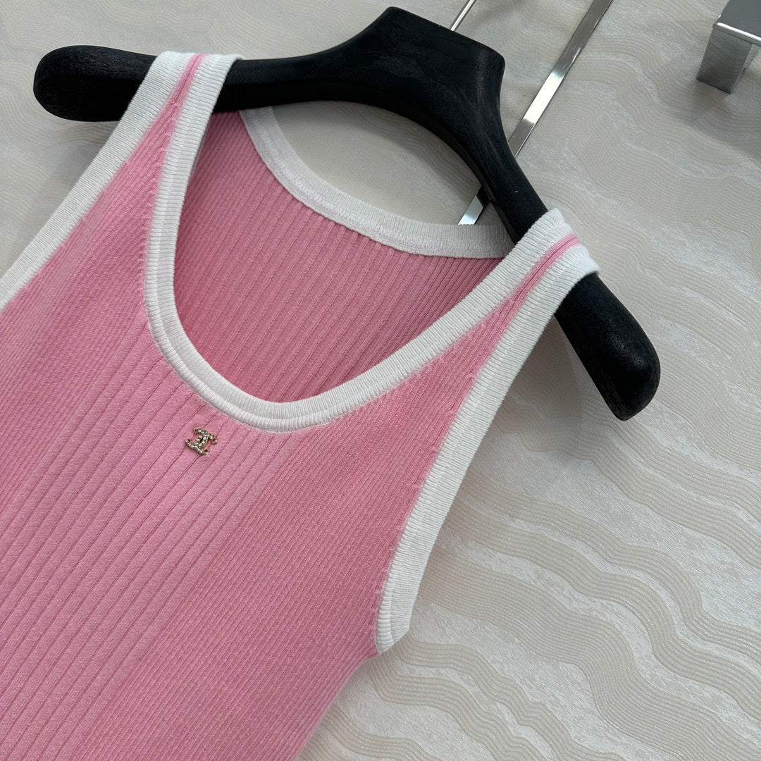 CC Knitted Vest Pink Cotton
